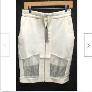 Davish White Skirt Front Zip Sheer Frontal